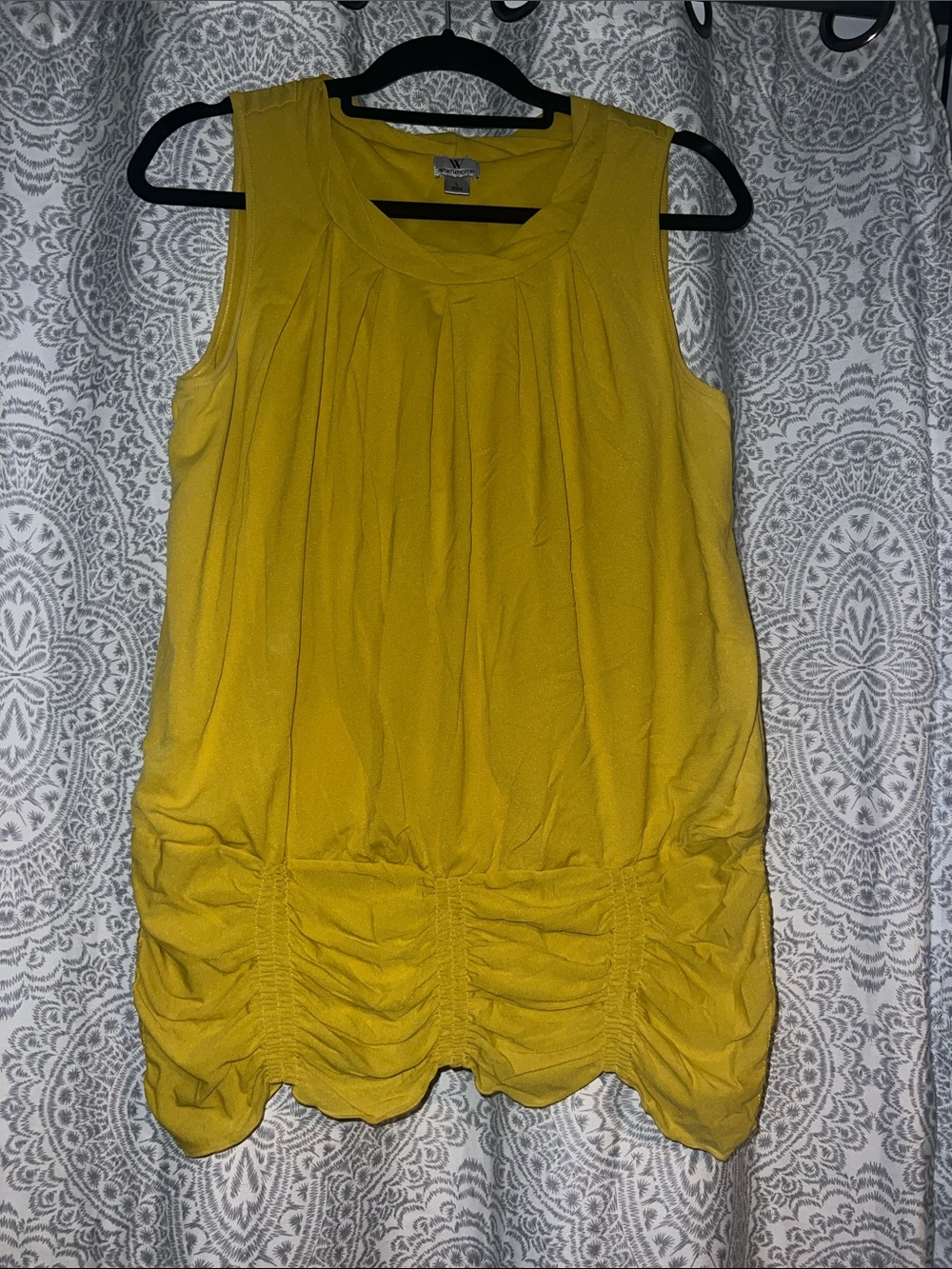 Worthington Yellow Ruched-Hem Sleeveless Tank